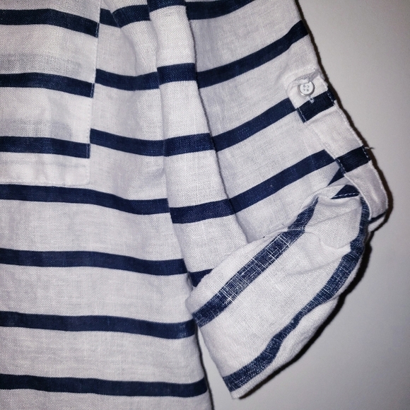 ZARA Linen Striped Button Down Blouse - Picture 4 of 6